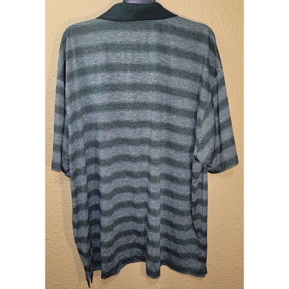 Oregon Ducks Polo Shirt Mens 3XL Green / Gray Stripe Russell Duck Logo - Picture 6 of 11
